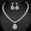 Женский ювелирный набор, Покрытый настоящим белым золотом с драгоценными камнями, Ожерелье Серьги Набор из двух предметов Свадебный набор Цепочка
