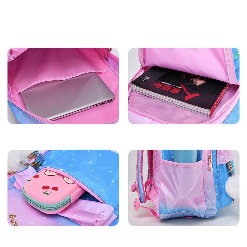 Градиентный розовый рюкзак для девочек и мальчиков, космический рюкзак, детские школьные сумки, студенческие Mochila, 3-6 классы