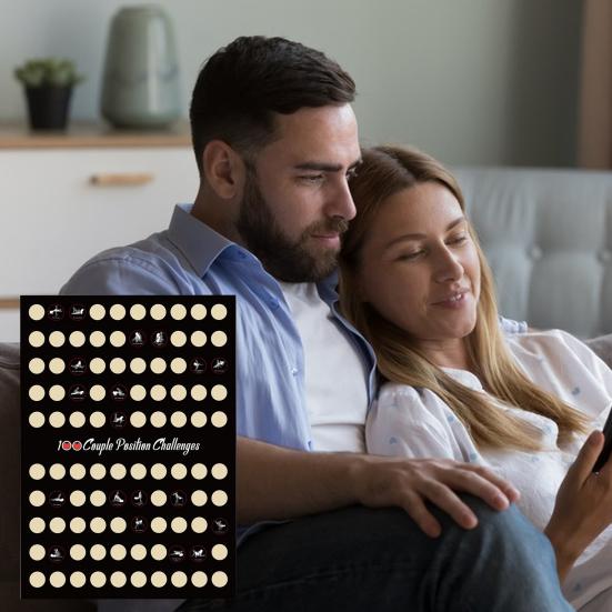Плакат «100 парных поз» для скретч-карты на свидание ко Дню святого Валентина для взрослых, подарок на годовщину парню или девушке
