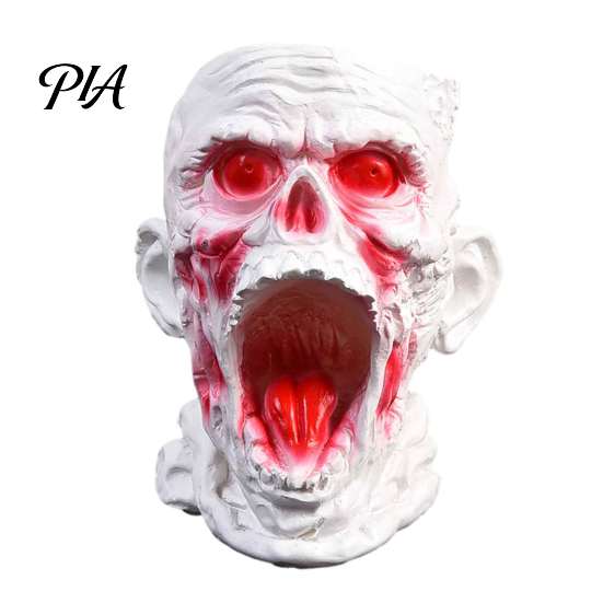 Cool Makeup Brush Cup Gothic Skull Pen Holder, Realistic Zombie Head Organizer, Large Capacity Desktop Spooky Storage Container, Resin Desk Decoration