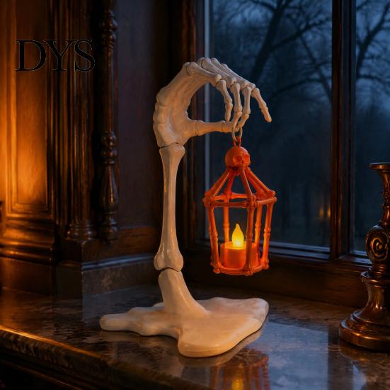 Уникальный праздничный подарок для фанатов ужасов Фонарь-рука скелета, 3D-печатная Хэллоуинская рука, держащая светящийся фонарь, Жуткая костяная свеча со светодиодом для помещений