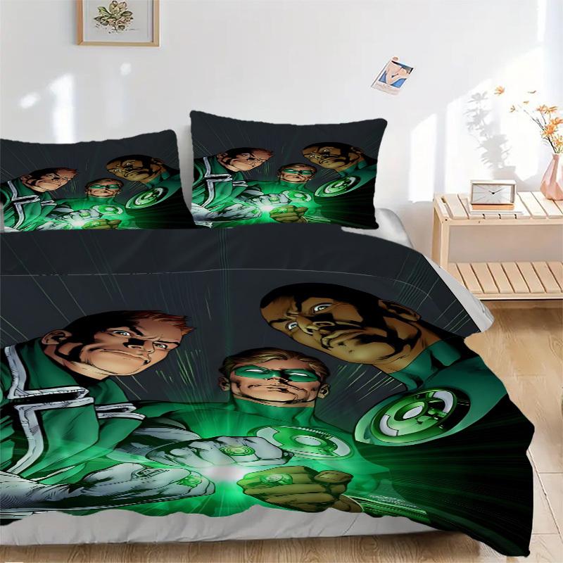 3pcs Green Lantern Cover Set,Soft Comfortable Duvet Cover,Guest Room (1*Duvet Cover + 2*Pillowcases, Without Core) yy251024173