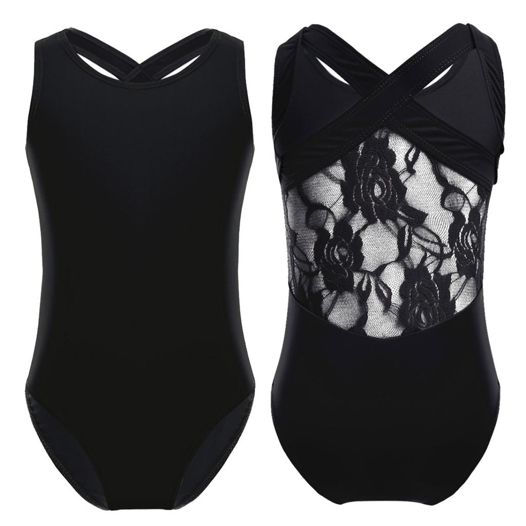 Детский гимнастический балетный купальник без рукавов с двойными бретелями для девочек, спортивная танцевальная одежда, топы на бретелях, наряды