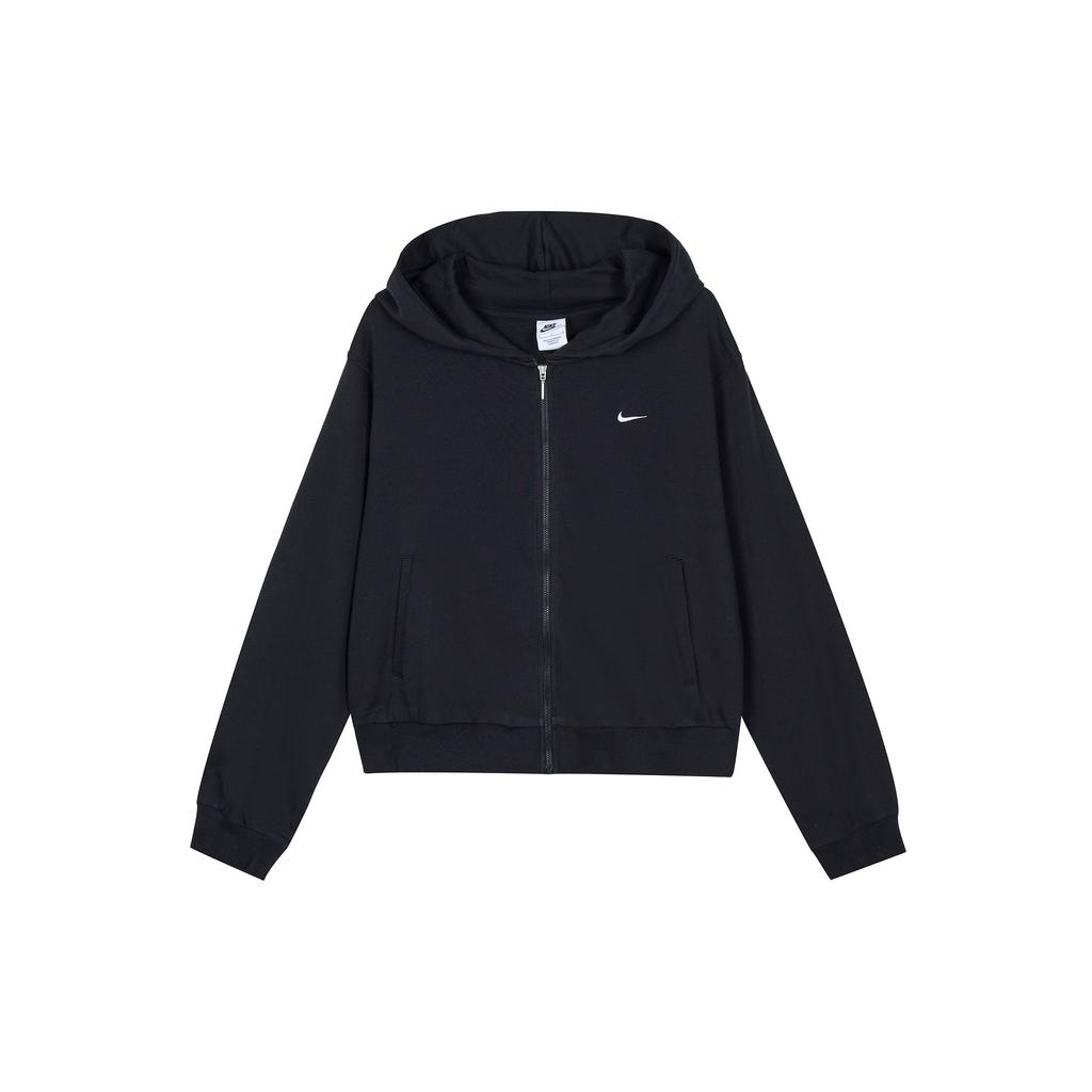 Nike Solid Color Hooded Zip-Up Casual Long Sleeve Sweatshirt Women Tops Black FN2420-010