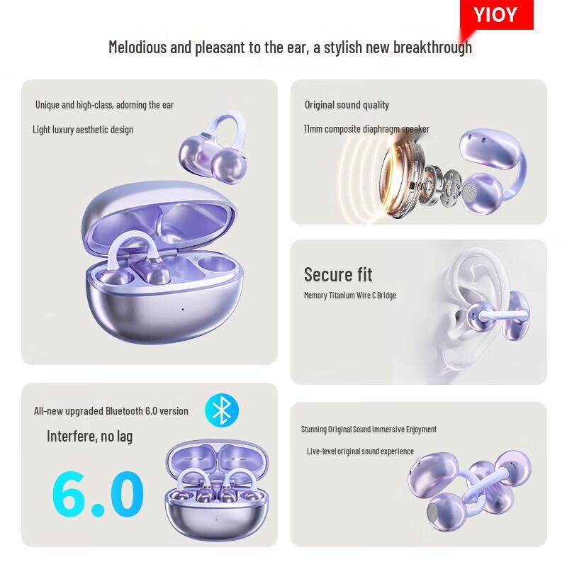 Yingyu Z50S Ultra Ear-Clip Bone Conduction Wireless Earbuds