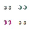 Earrings Female C- Shaped Alloy Inlaid Personality Simple Color Diamond Earrings