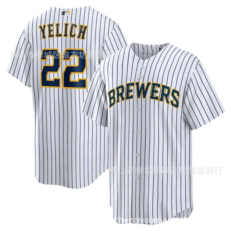 Milwaukee Brewers 22 Christian Yelich City Connect Elite Baseball Jersey Unisex Fan Apparel
