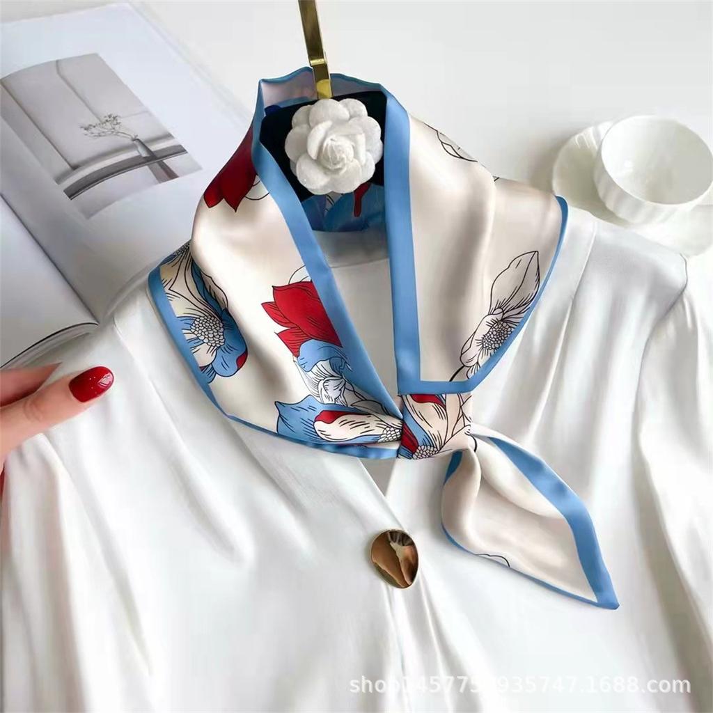 Silk Scarf Small Long Square Scarf Women'S High-End Neck Protection Scarf Professional Matching Shirt Scarf
