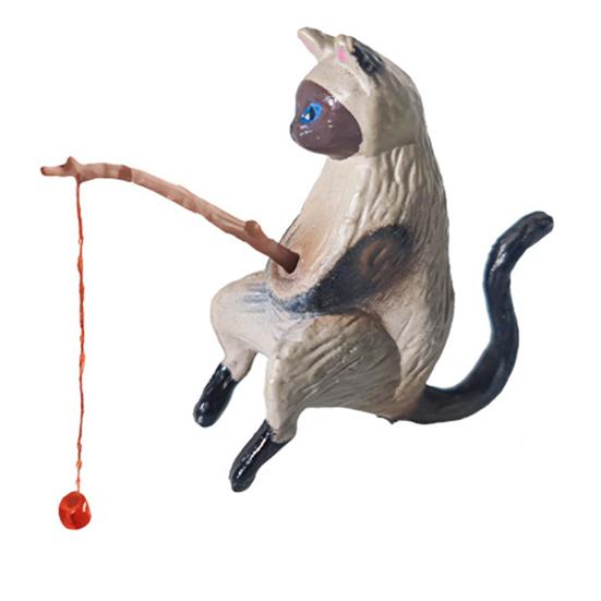 Cat Fishing Figurine Mini Resin Cute Cat Statue Miniature Fish Tank Landscaping Aquarium Decor for Fairy Garden Home Decor