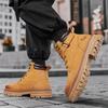 Men's High Top Boots Four Season Outdoor Work Shoes Anti Slip and Comfortable Yellow Boots Fashion British Casual Leather Boots