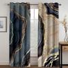 2pcs Modern Abstract Black Golden Marble Living Room Curtain Decor Digital Printing Living Room Curtain Grommet Top Curtain