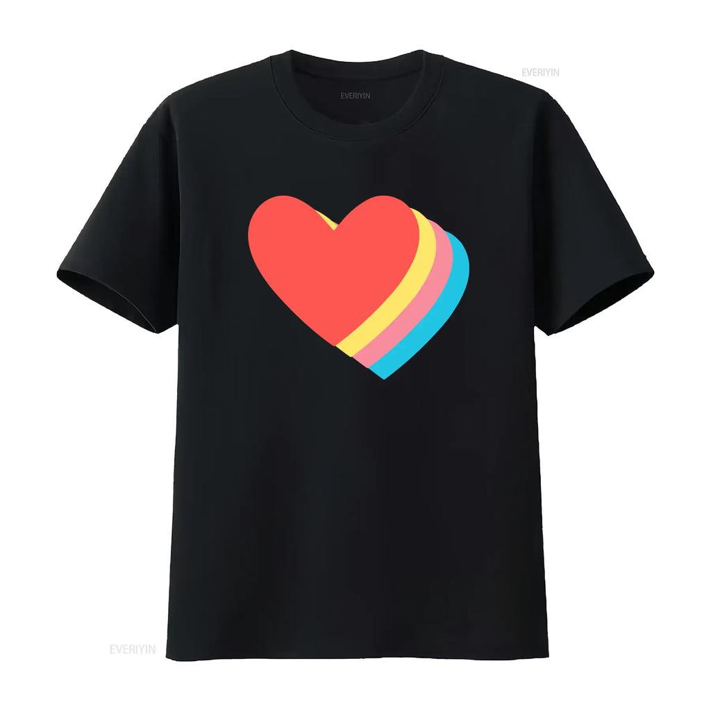 Cute Kawaii Rainbow Layered Heart Print Casual T Shirt Vintage Unisex Streetwear Stylish Graphic Soft Breathable