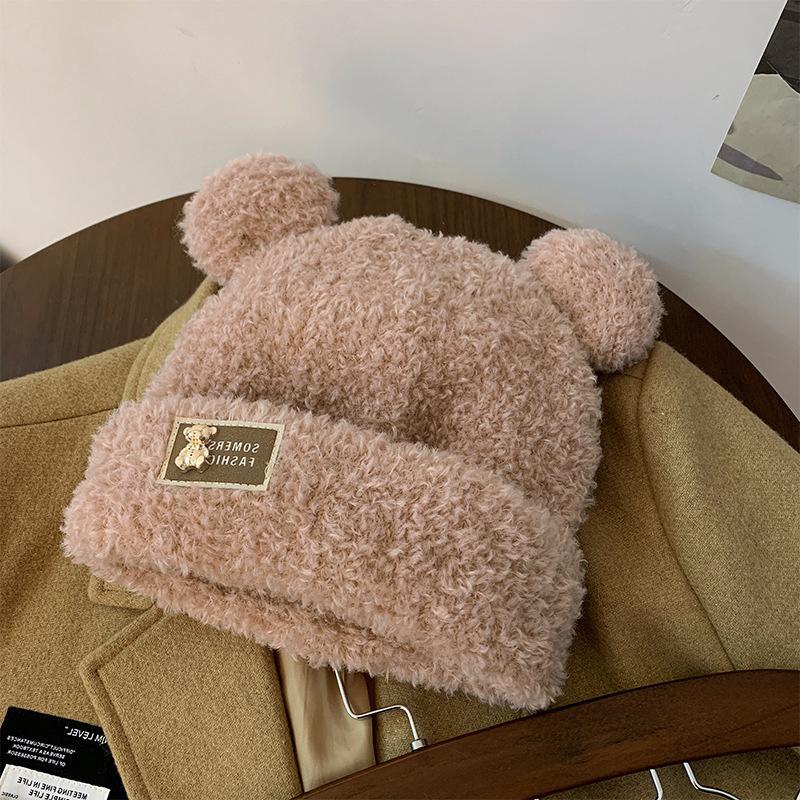 Winter Wool Striped Plush Warm Thickened Ear Protection Knitted Hat