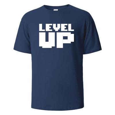 Мужская футболка с принтом Level Up Базовая уличная одежда 100% хлопок Топы для мужчин и женщин Летние дышащие с коротким рукавом С круглым вырезом Базовые футболки