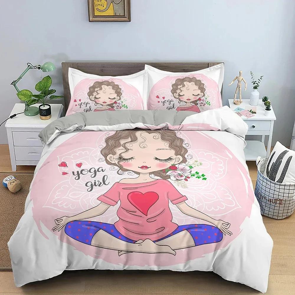 Комплект постельного белья Makeup Gril Fastion Cartoon Duvet Cover Bedroom Beder Covers Twin King Size Quilt Cover Home Textile