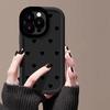 Черный силиконовый чехол-пуф с сердцем на весь экран для iPhone
