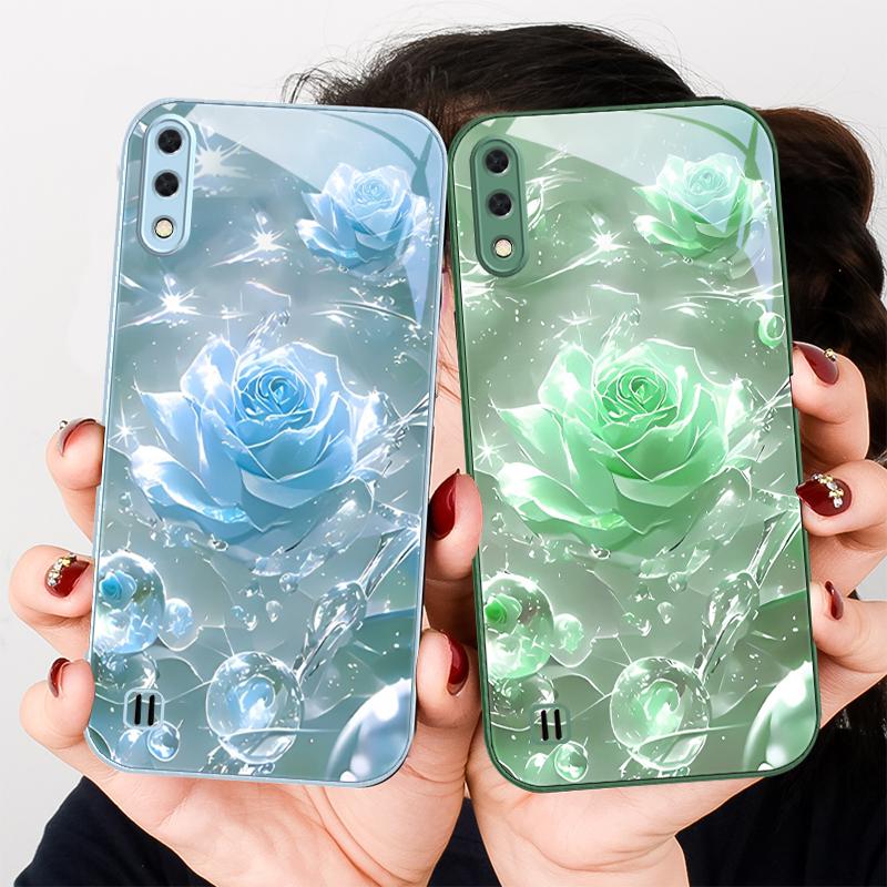 Розы цвета ледяного кристалла Для Samsung A01 02 03 Core 04 05 06 10 12 13 14 5G 15 16 M02 12 Note 8 9 10 20 стекло Ультра чехол для телефона
