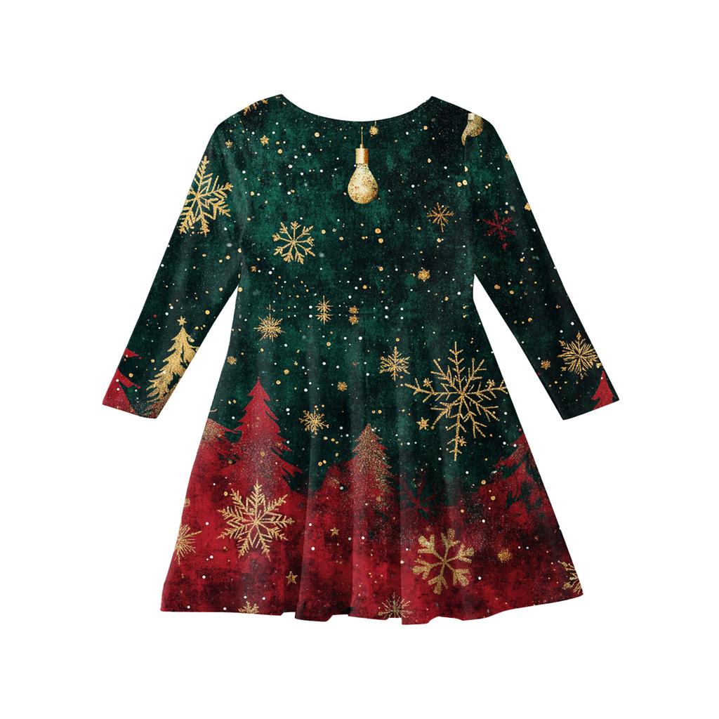 Girls' Princess Dress - Long Sleeve A-Line T-Shirt Dress Christmas Day