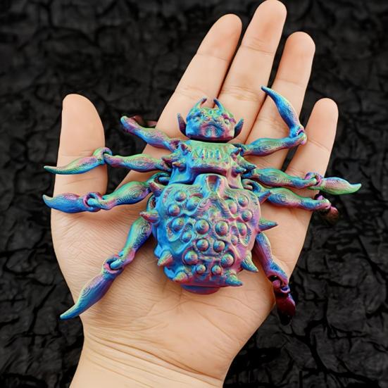 3D Printed Articulated Spider Model, Flexible Animal Figure with Movable Joints for Halloween Home Office Desktop Decor
