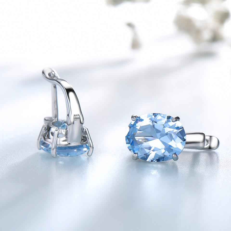 Umcho Oval Nano Sky Blue Topaz Gemstone Clip Earring