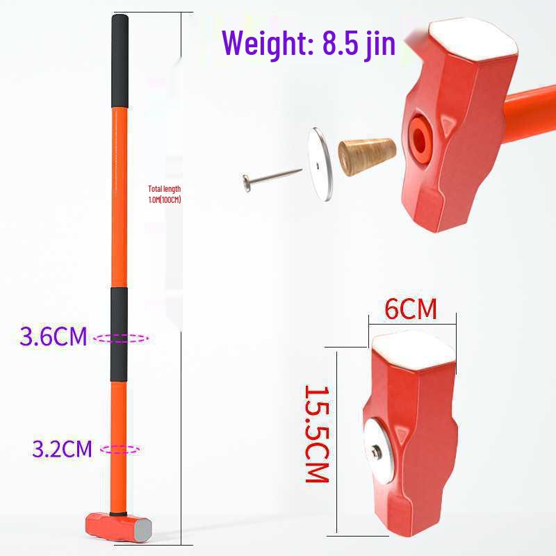 Сверхпрочный большой кувалда: Взрывозащищенный стальной молоток каменщика, восьмигранный, с ручкой, для колки камня и стен.