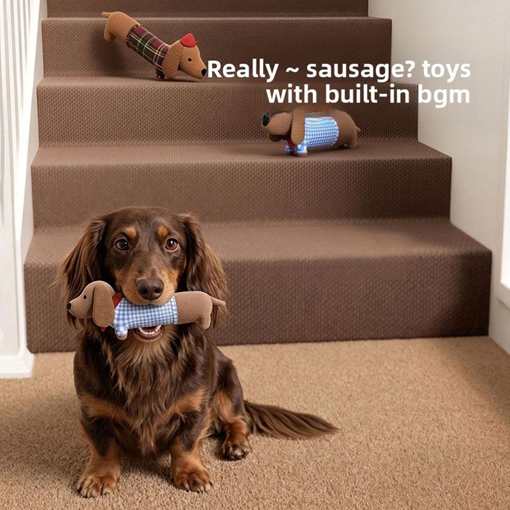 Dachshund Dog Squeaky Plush Toy Soft Cuddly Pet Supply Boredom Relief Teeth Cleaning For Indoor Carpet Chewing & Playtime