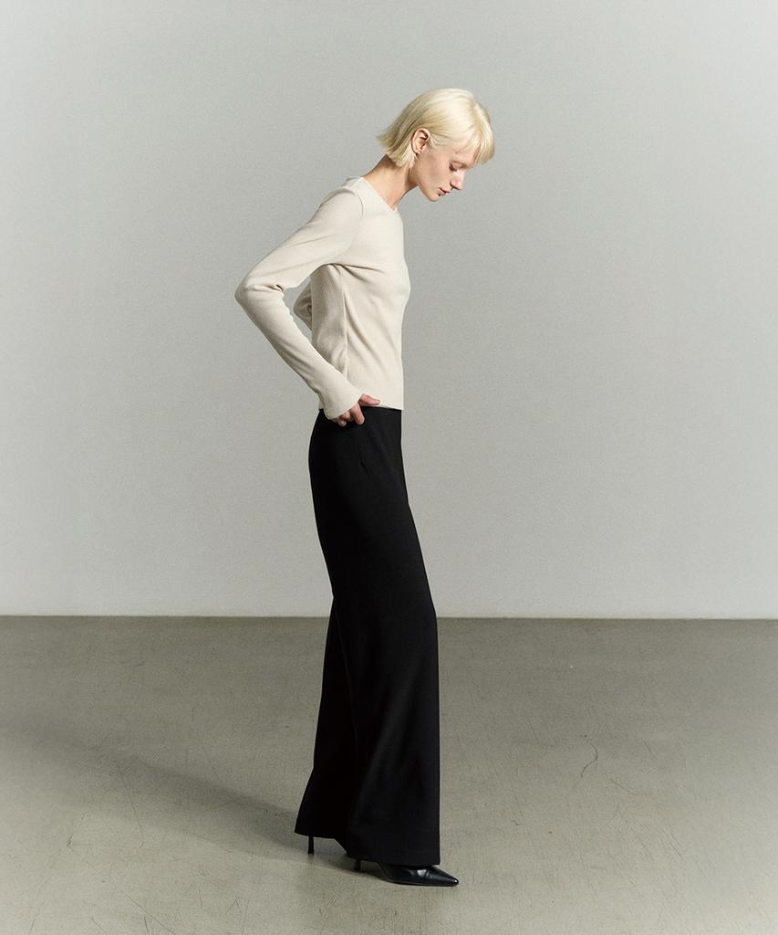 RE RHEE Pintucked Straight Leg Pants