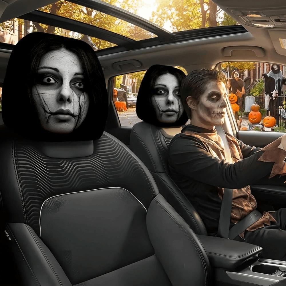 2PCS Elastic Halloween Car Headrest Covers Auto Interior Decoration Cover Decoration