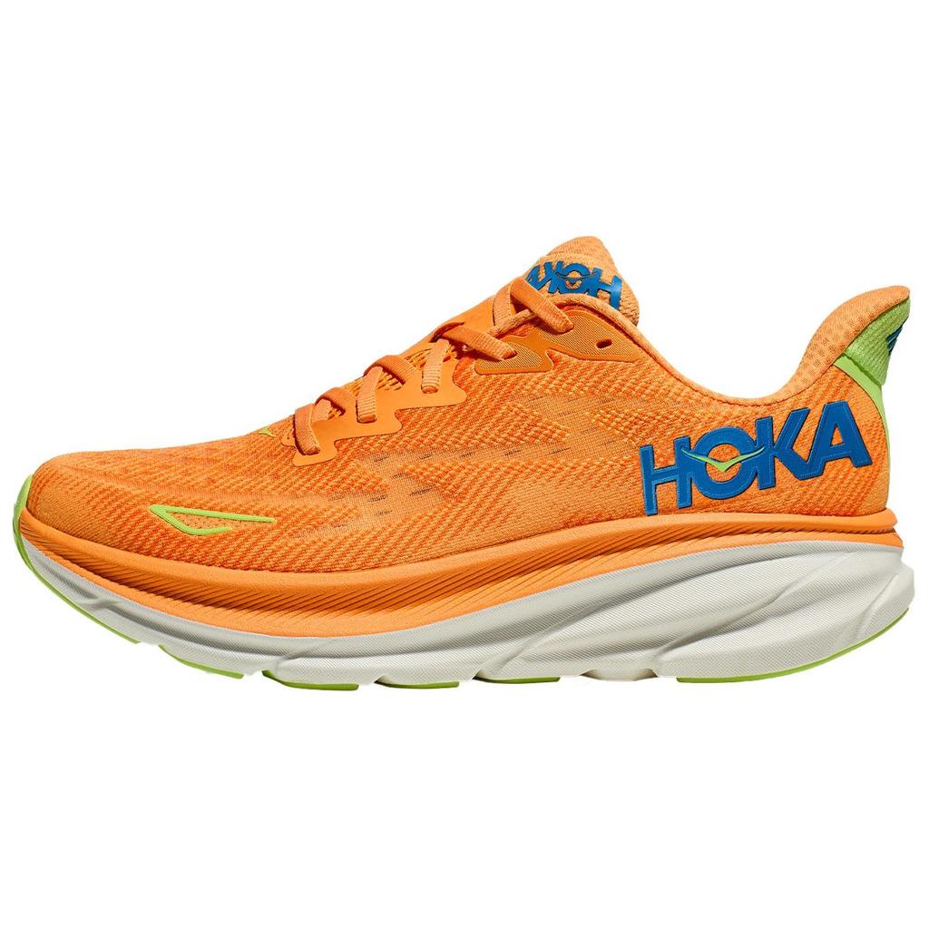 HOKA Clifton 9 2E Wide Solar Flare Lettuce Men Sneakers Orange 1132210-SLRL