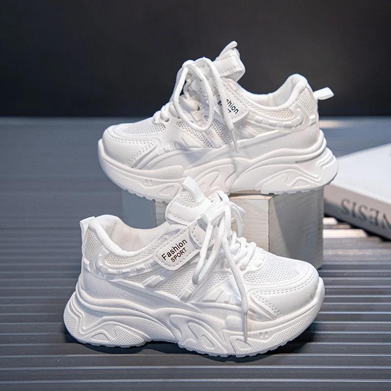 Fashion Spring New Fashionable kids shoes Comfortable Cute Casual Girls White Shoes Running Mesh Wear-Resistant Breathable Child Shoes