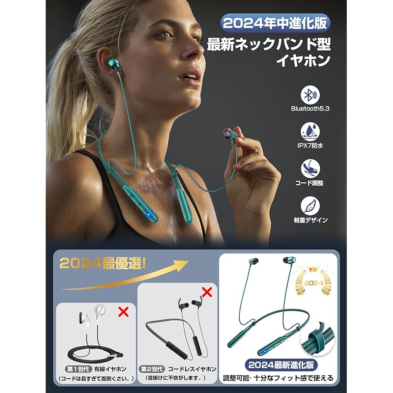 YYBS [2023 Новый дизайн шейного обода/Регулировка длины/Bluetooth 5.3] Наушники Bluetooth шейного обода шейные наушники Bluetooth наушники CVC8.0