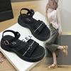 Rome with Skirt Sandals Women's 2025 Summer New Open-toed Versatile Beach Platform Super Soft Black Outer Sandals