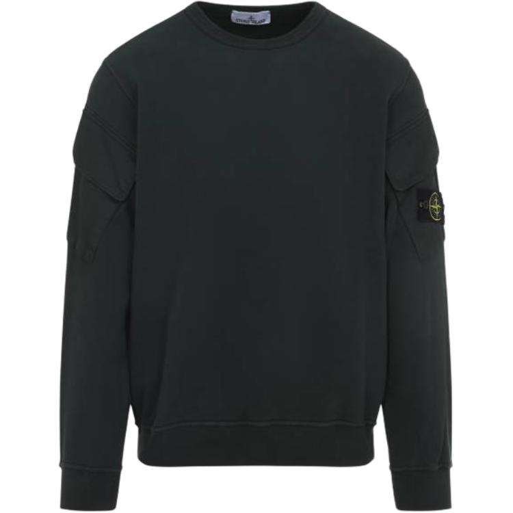 STONE ISLAND Логотип Свитшот с круглым вырезом, карманом и длинными рукавами Мужской свитшот Зеленый K2S156100008S0A20-V005E
