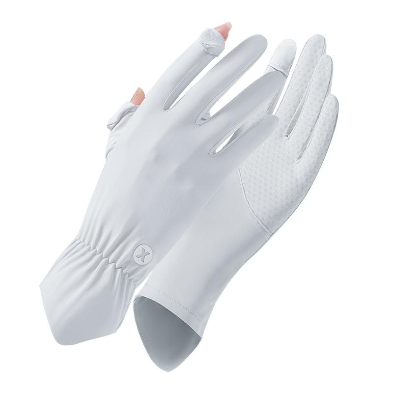 Sun Protection Gloves for Women Summer Coolness Outdoor Sun Protection Thin  Breathable  Anti Slip  Sports Cycling Ice Silk Finger Exposed Gloves