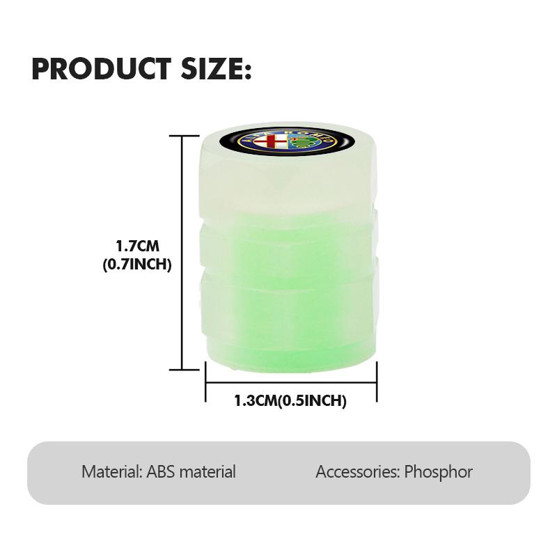 2026 Hot Sticker Luminous Car Wheel Tire Valve Caps Rim Stem Dust-proof Covers For Alfa Romeo 159 Giulietta Giulia 147 Mito 156