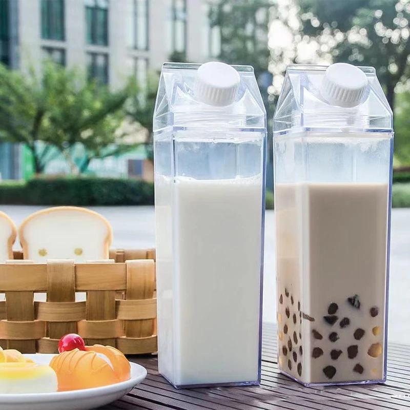500ml/1000ml Milk Carton Water Bottle Transparent Plastic Portable Clear Box For Juice Tea Milk Bottles Drinking Cup
