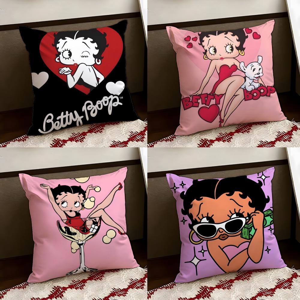 Cute BBetty BBoop Cushion Cover Reversible Soft Durable Pillow Cover Home Car MultiScene Use for Daily Comfort