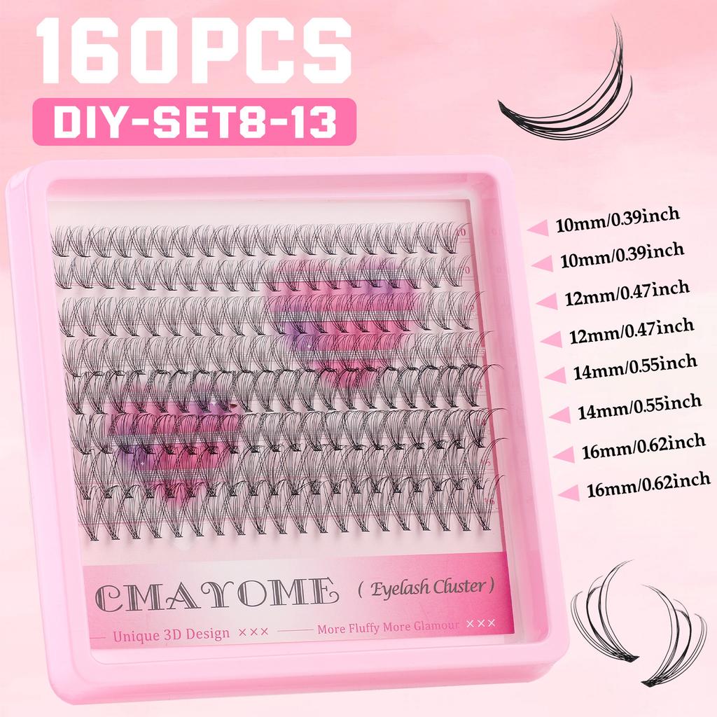 Самоклеящиеся пучки ресниц D-изгиб 10-16 мм толстые завитые ресницы