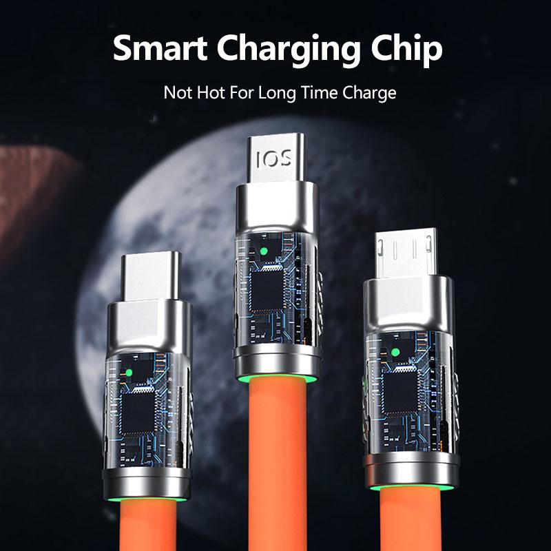 VAORLO 120 Вт 6A 3 в 1 зарядный кабель Super Charge для Micro/Type-C/8Pin кабель для быстрой зарядки данных быстрая зарядка телефонной линии