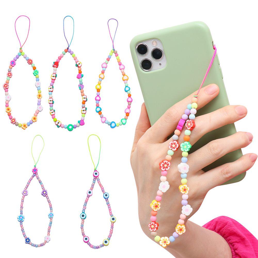 Lady Gift Pearl Rope for Keys Phone Lanyard Soft Clay Mobile Phone Chain Phone Case Hanging Cord