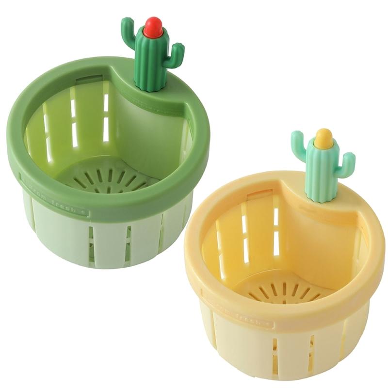 2Pcs Cactus Shaped Press Release Draining Basket Food Waste Catcher Sink Draining Basket Filter Easily to Clean