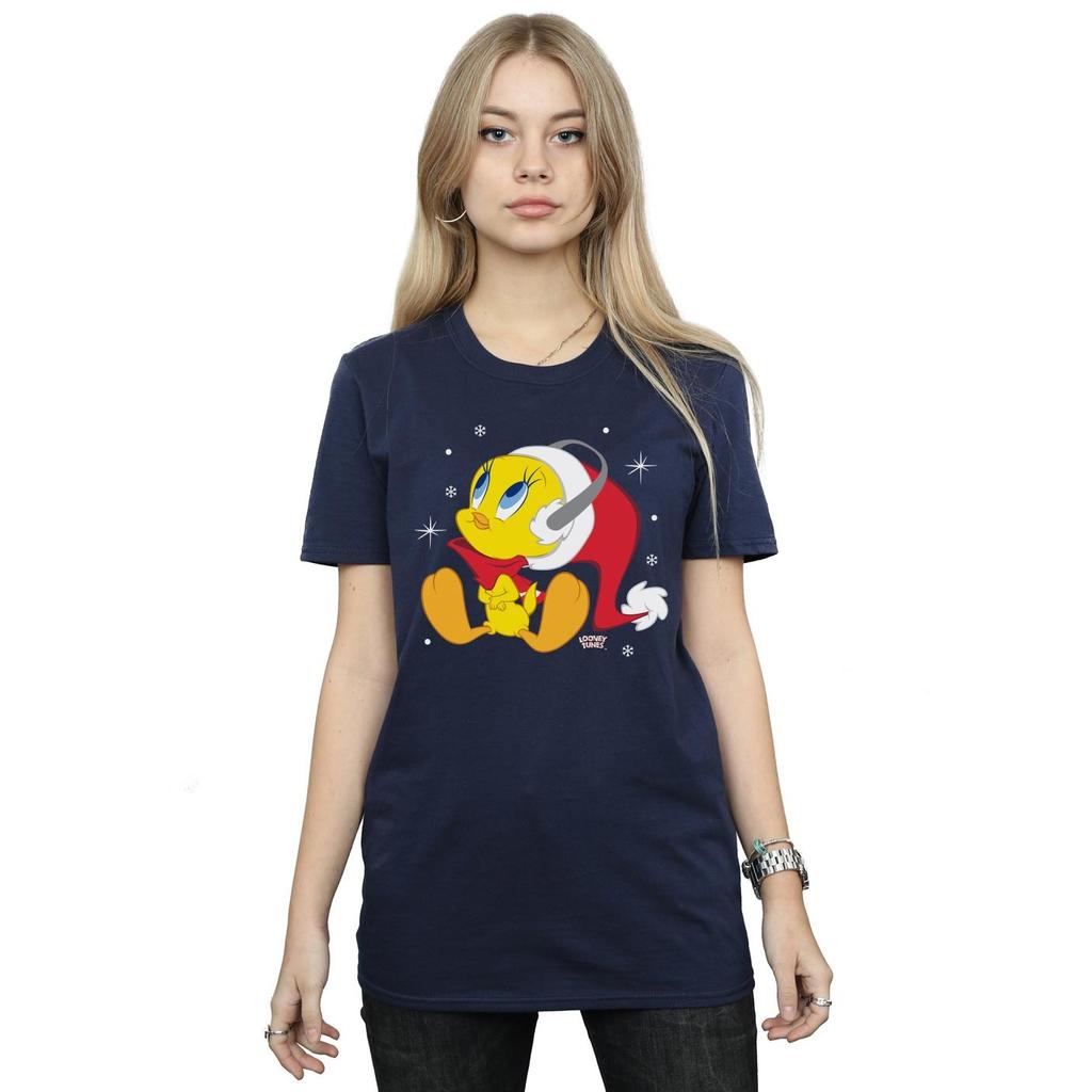 Looney Tunes Womens/Ladies Christmas Tweety Cotton Boyfriend T-Shirt