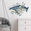 Мультяшная расписанная вручную наклейка на стену с китом, цветком и листом, самоклеящаяся для украшения стен спальни и гостиной