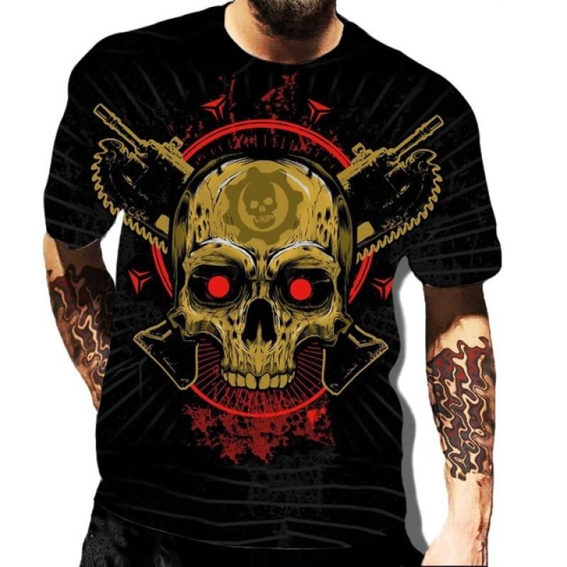 Skull Printed Men's T-shirt Horror Style Summer 3D Short Sleeved Trend Personalized Men's Clothing New Round Neck Men's T-shirts