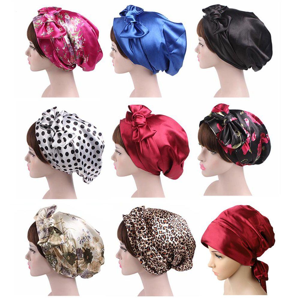 Cover Hat Head Cover Satin Turban Hair Bonnet Shower Cap Silk Night Sleep Cap Soft Satin Bonnet