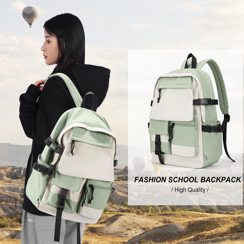 School Backpack For Girls Canvas Bag Waterproof Trendy Travel Bag Casual Daypack Bookbag Kawaii Children'S Backpack Schoolbag