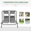 Canopy Swing 2 Separate Relax Chairs w/ Handrails and Removable Canopy Grey