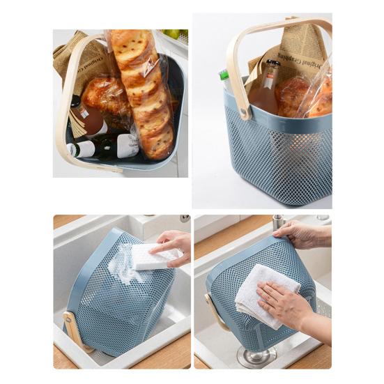 Органайзер для хранения фруктовая корзина с деревянной ручкой прочная несущая многофункциональная корзина для покупок большой вместимости