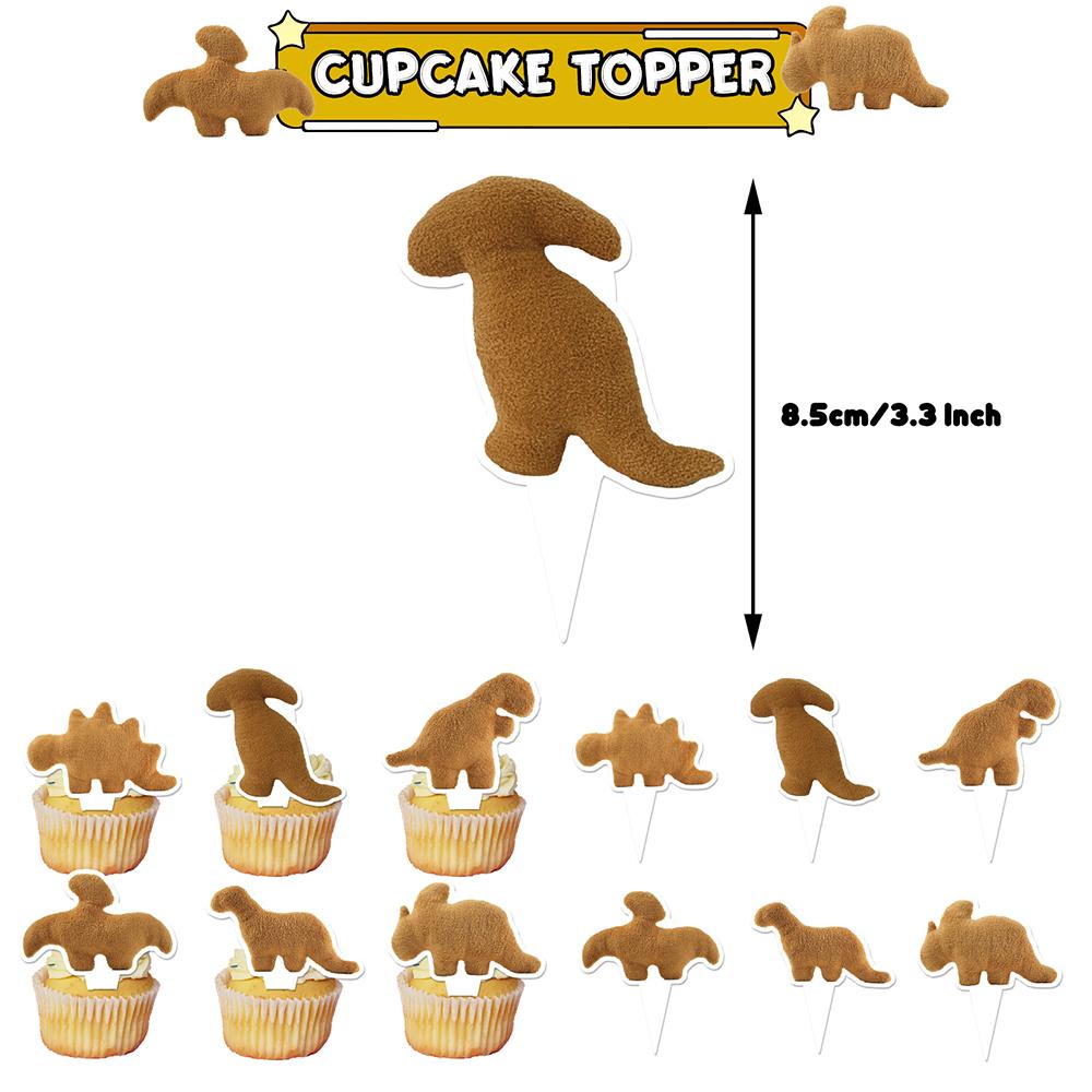 32pcs Dino Chicken Nugget Party Supplies Include Cake Topper Banner Balloons