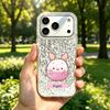 Милый Летающий Комбо Чехол для iphone 17 Pro XS Max 15 13 11 Air XR 18 Pro Max 14 12 16 Plus Серебряный Блеск Трескающийся Фон